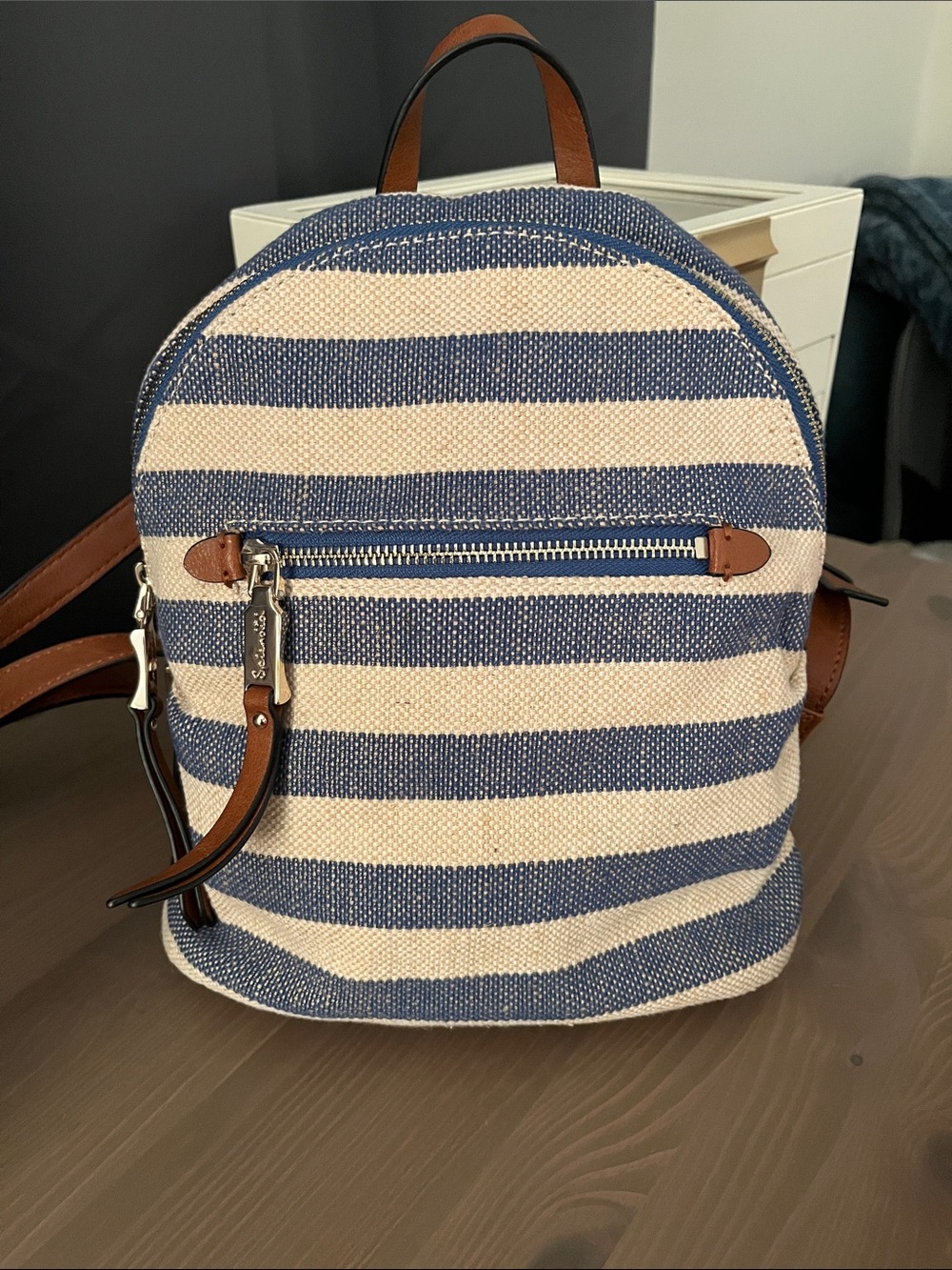 Striped Canvas Mini Backpack - Blue & Cream by splendid